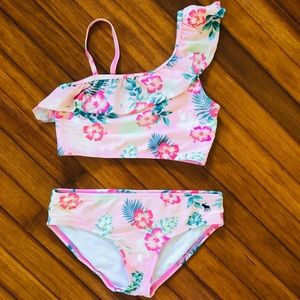 abercrombie kids 2 piece swimsuit (flower pink)🌺